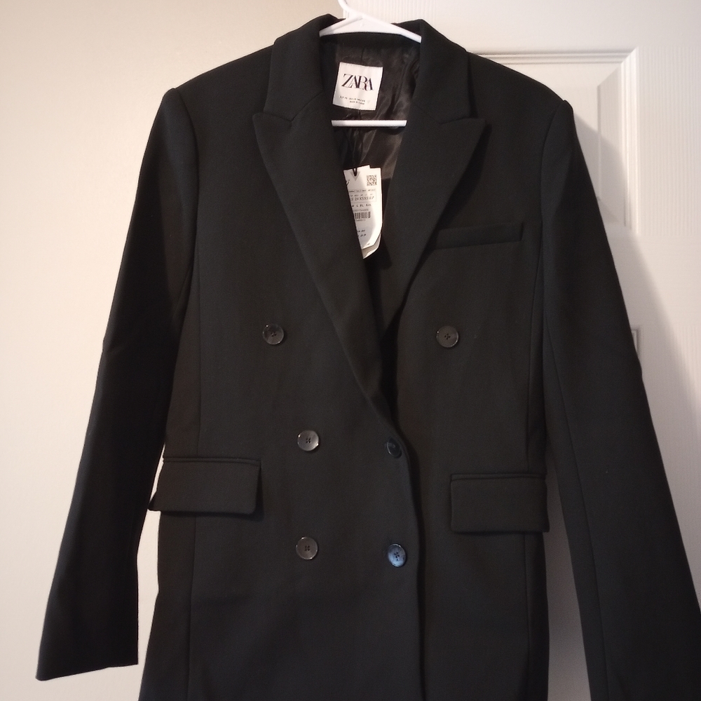Zara Black Double-breasted Blazer
